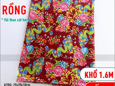 Vải họa tiết rồng phượng chim công khổ 1m6 [thun cát hàn - bán theo 1m tới] PK-VAI-10